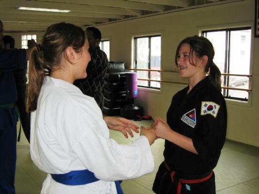 Natalie and Mariah working trapping drills